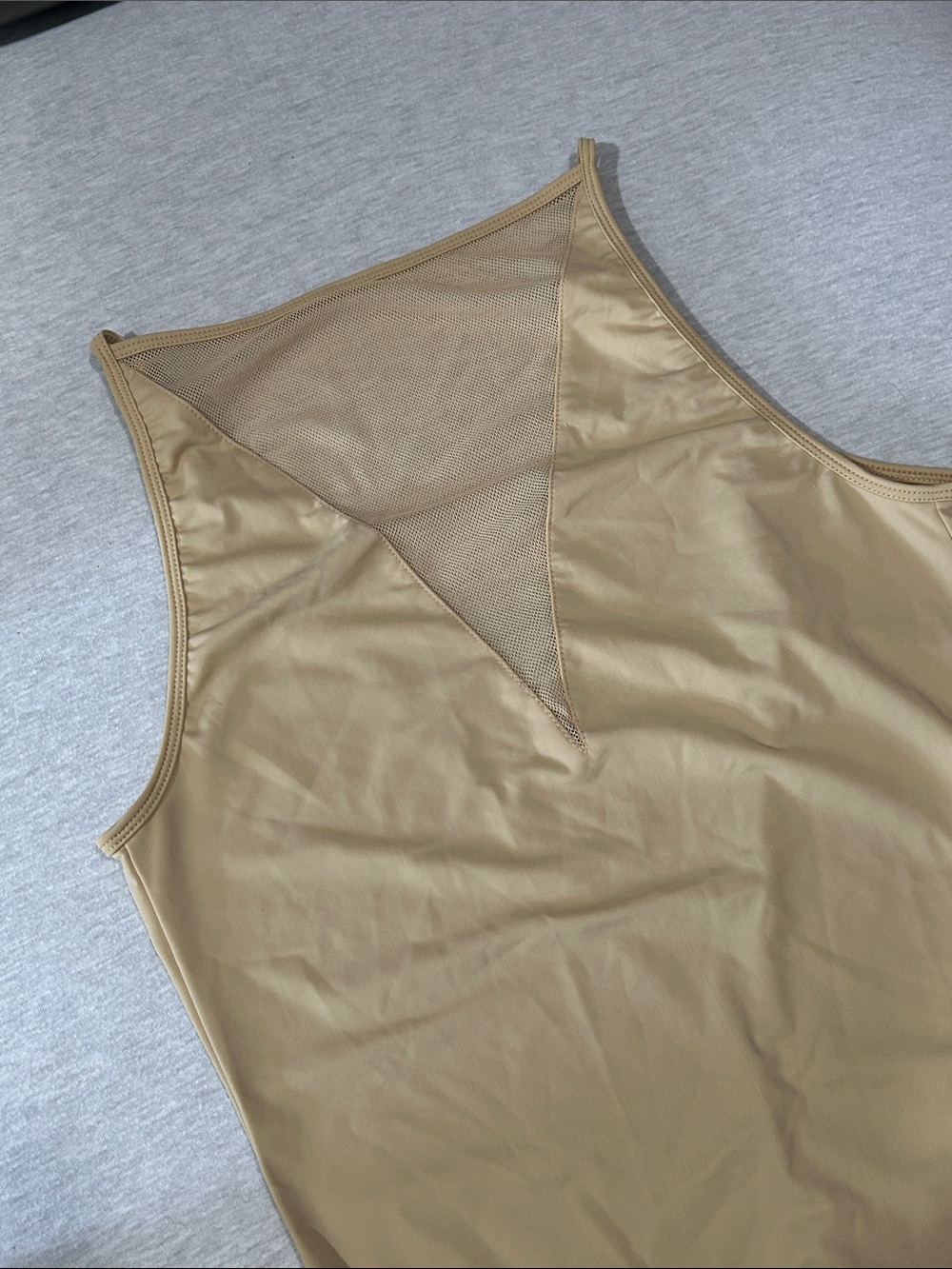 Makers of Dreams Mesh-Back One-Piece Bodysuit in Khaki Sz L NWT - Picture 3 of 7